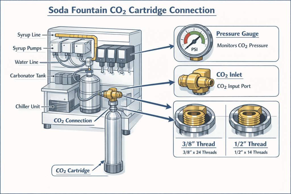 soda fountain co2 cartridge connection