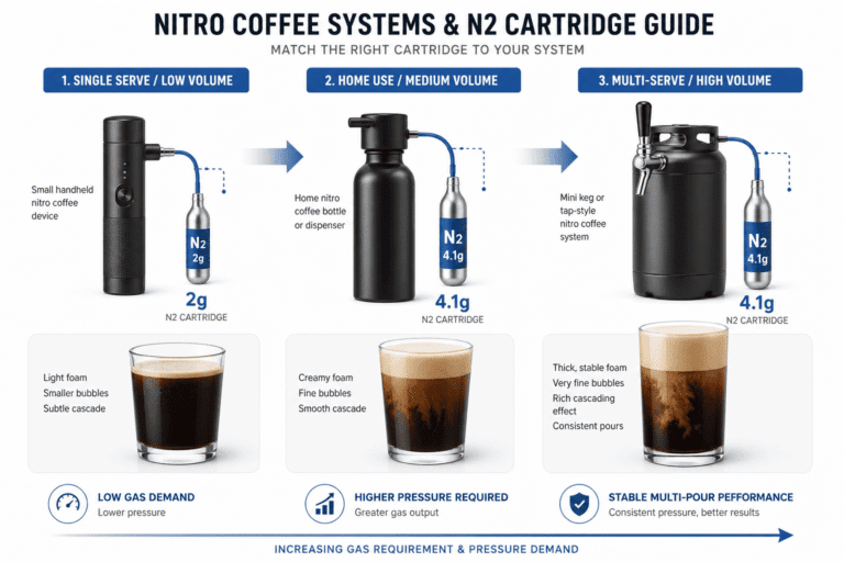 which nitro coffee systems require 4.1g n2 cartridges